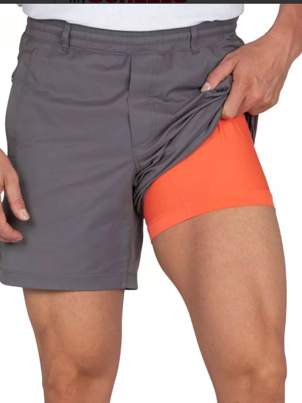 Birddogs Gray Athletic Shorts with Orange Compression Liner
